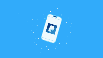 Animation of phone shimmering with PayPal app.