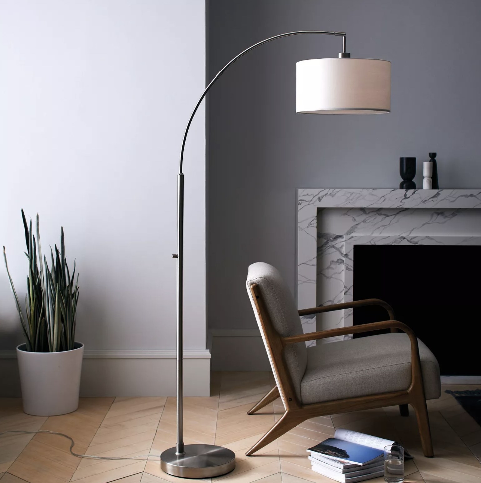 The floor lamp next to a chair