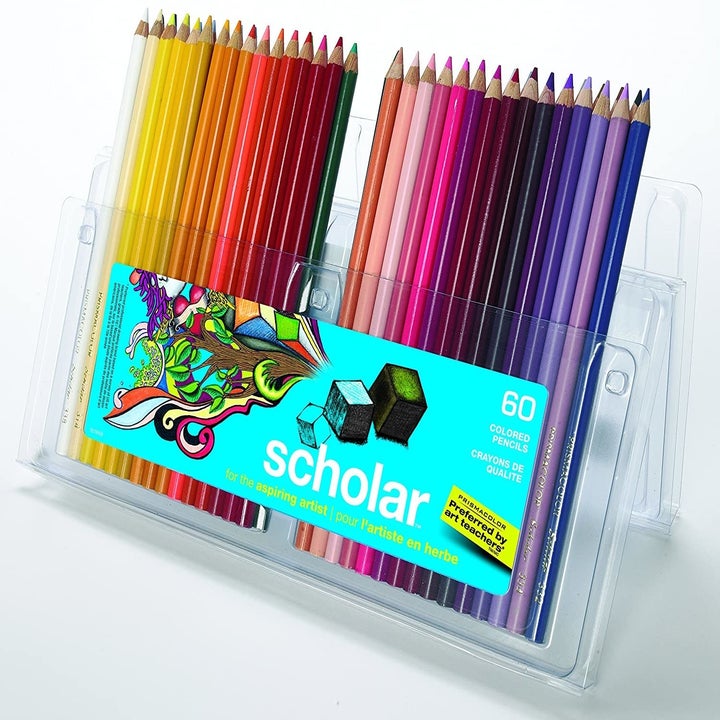 A pack of colouring pencils in a transparent case