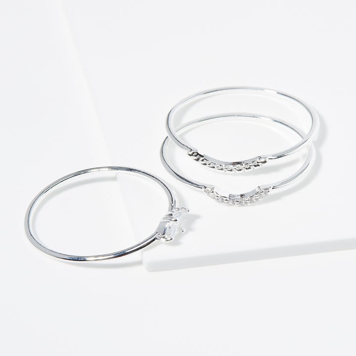 Three rings in a small pile