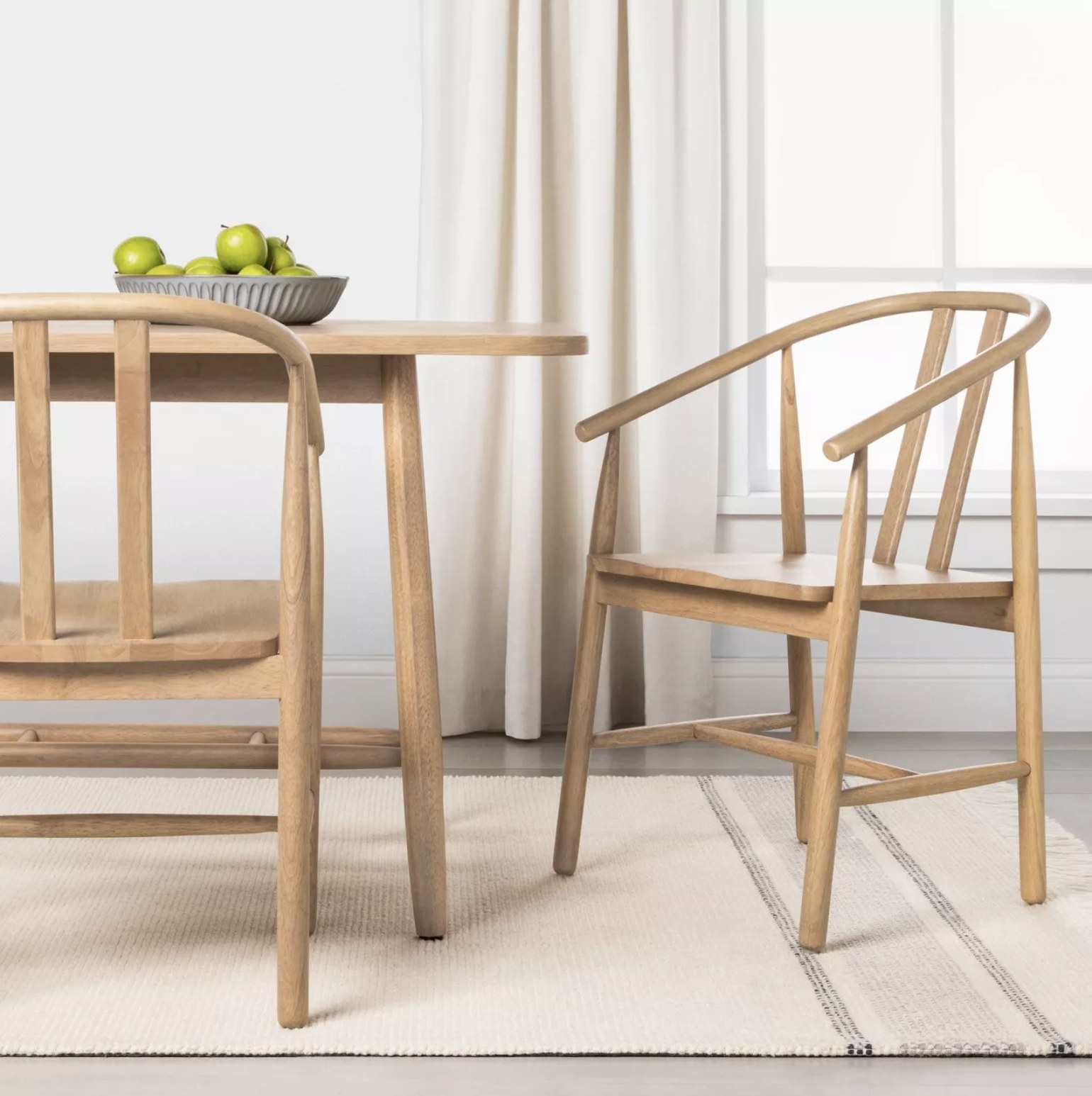 The wood chair in a dining room