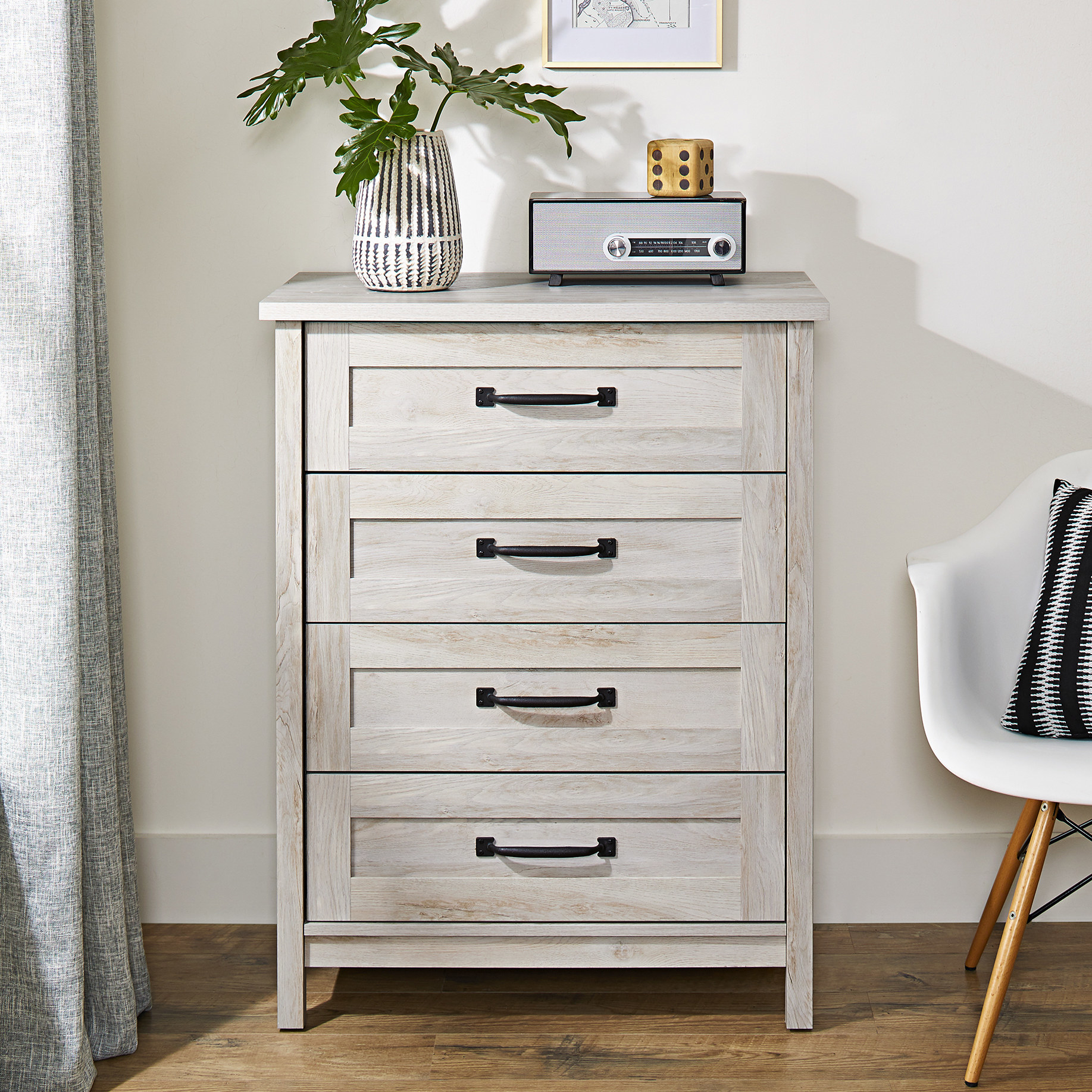 White finished standing dresser