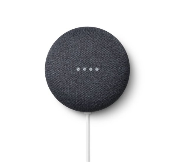 The Google Nest Mini in the color charcoal