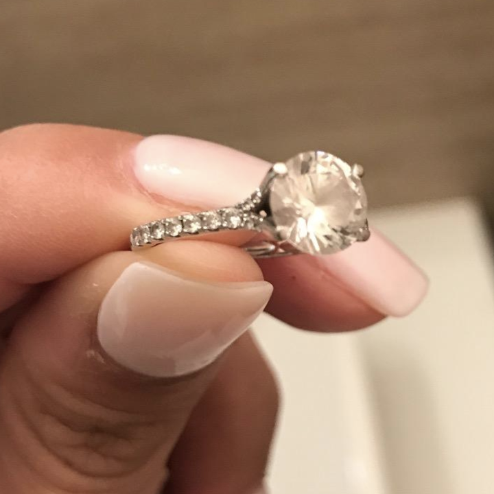 reviewer photo of ring with dull diamond