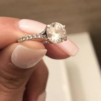 reviewer photo of ring with dull diamond