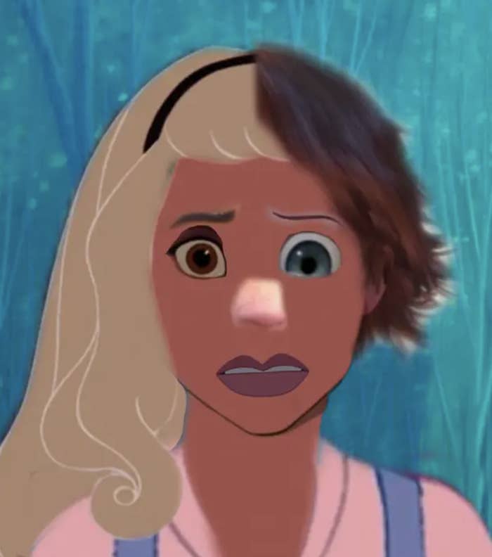 A Disney princess made up of several different Disney princess facial features