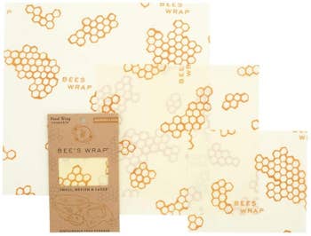 A pack of beeswax wrap which comes with three differently sized sheets