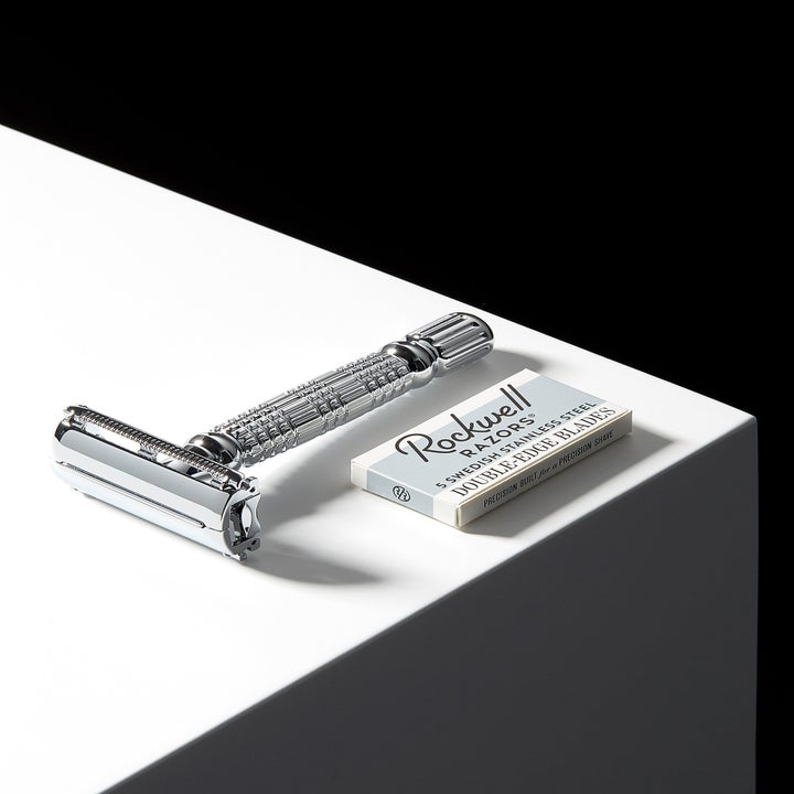 A metal razor on a table