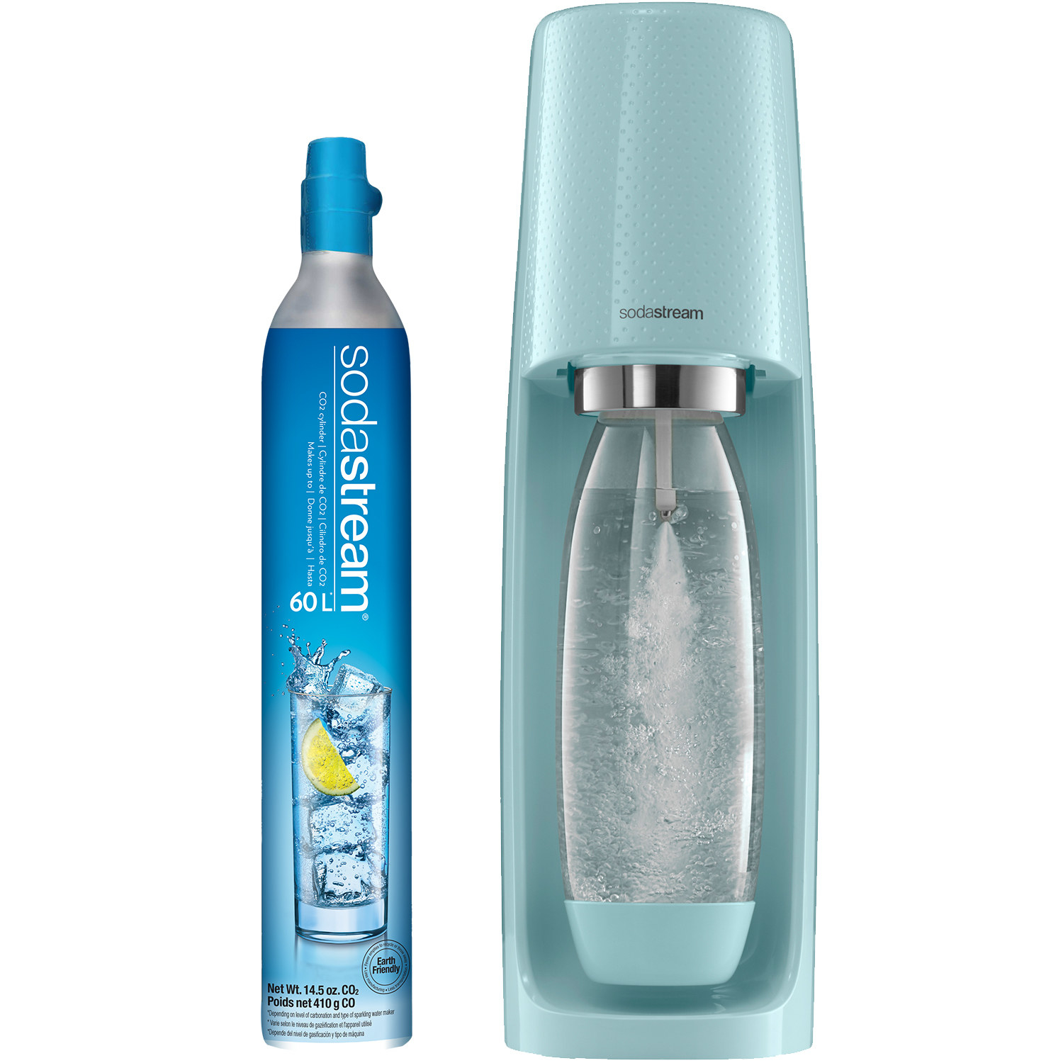 The blue CO2 canister and blue SodaStream
