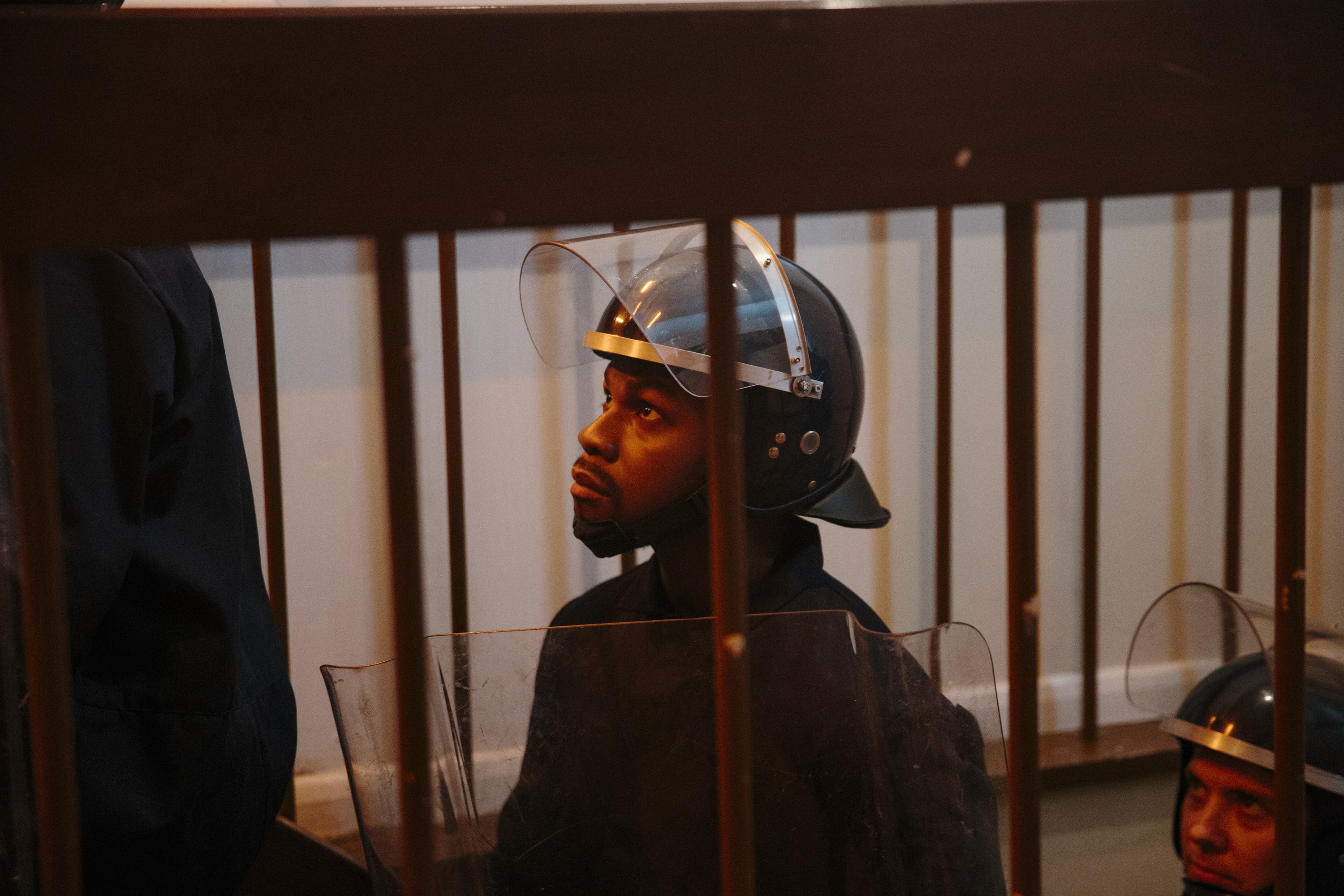 John Boyega dressed in a cop uniform in a scene from &quot;Red, White and Blue&quot;