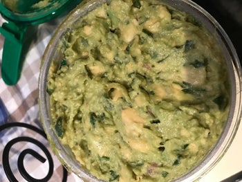 The reviewer's fresh-looking guacamole