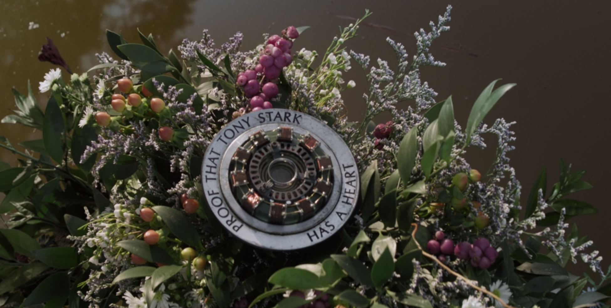 The arc reactor Tony Stark used to power his Iron Man suits floats on a lake during his funeral in the movie &quot;Avengers: Endgame.&quot;