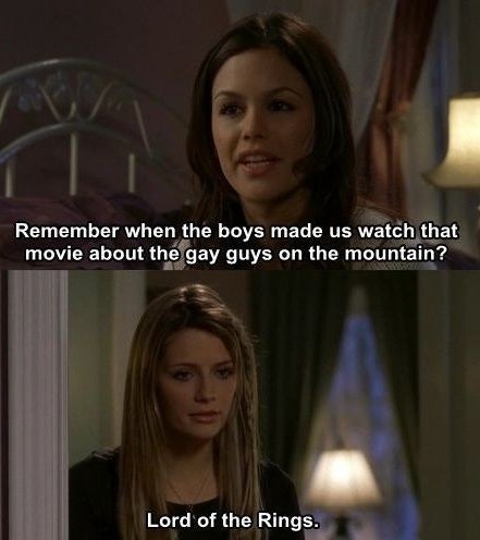 Summers describes Lord of the Rings as "that movie about the gay guys on the mountain"