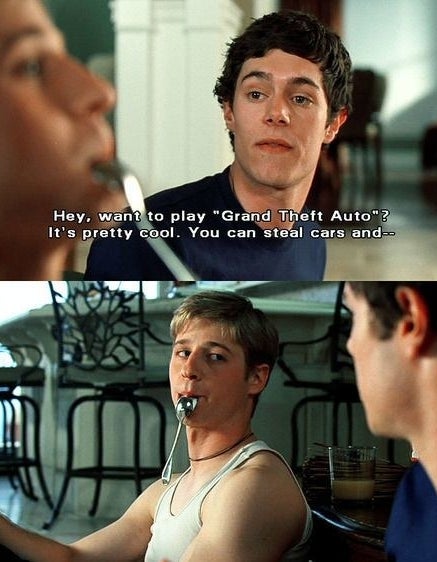 Seth asks Ryan to play "Grand Theft Auto" with him in the pilot