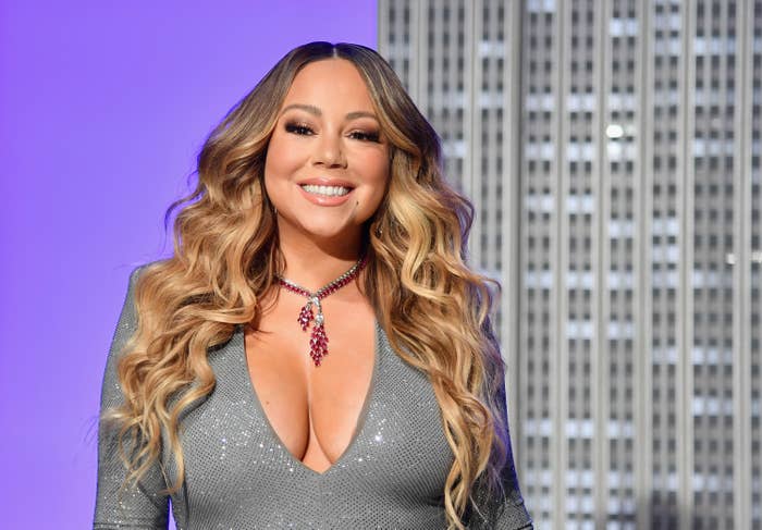 US singer Mariah Carey participates in the ceremonial lighting of the Empire State Building in celebration of the 25th anniversary of "All I Want For Christmas Is You" on December 17, 2019 in New York City