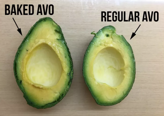 A baked avocado versus a regular avocado