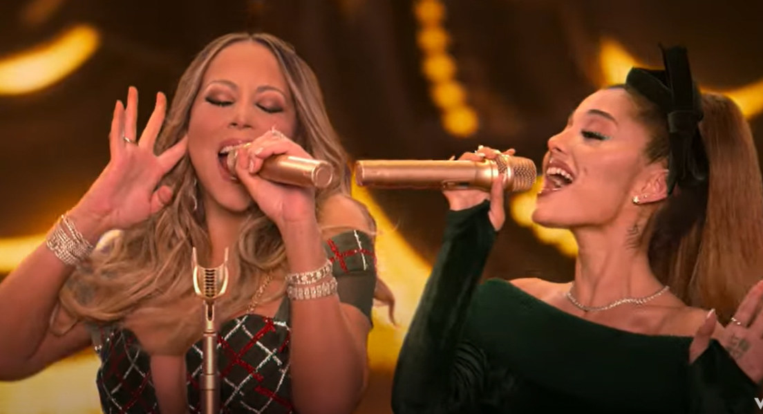 Mariah Carey and Ariana Grande sing passionately as they hit those high notes in &quot;Oh Santa&quot;