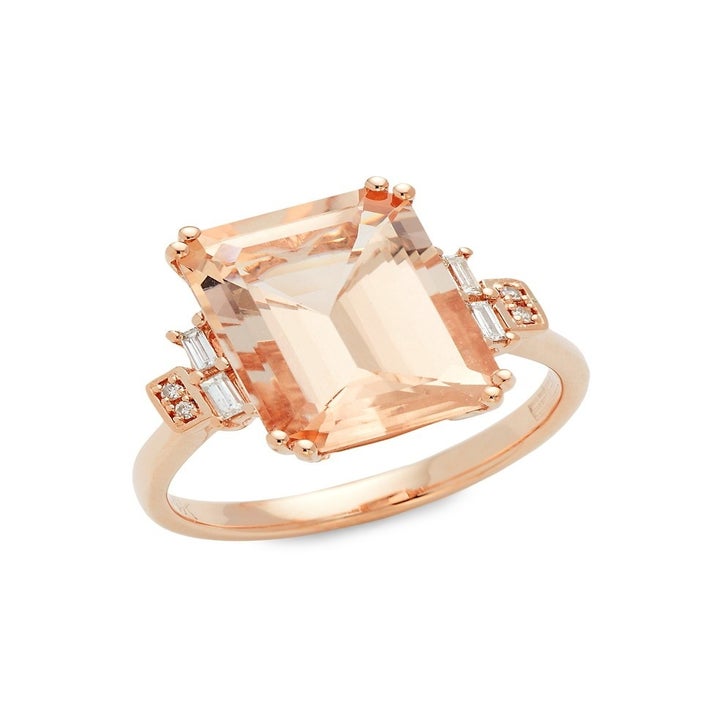 a rose gold morganite and diamond ring