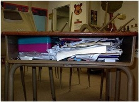 very messy desk