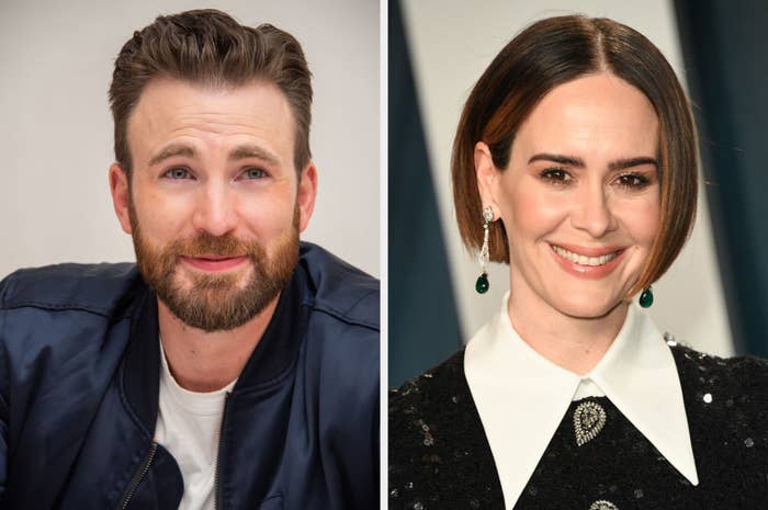 Actors Chris Evans and Sarah Paulson