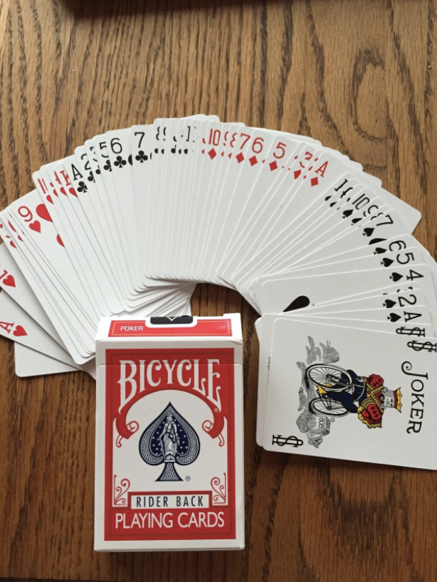 Reviewer deck of cards laid out on table 
