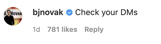 B.J&#x27;s comment, which reads &quot;Check your DMs.&quot;
