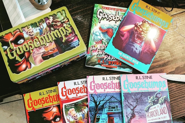 the Goosebumps books with the tin 
