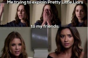 Troian Bellisario as Spencer Hastings, Shay Mitchell as Emily Fields and Ashely Benson as Hanna Marin in the show 