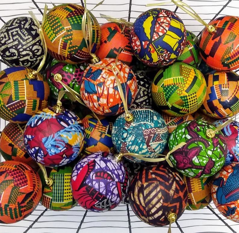 The ball ornaments in different color kente clothes