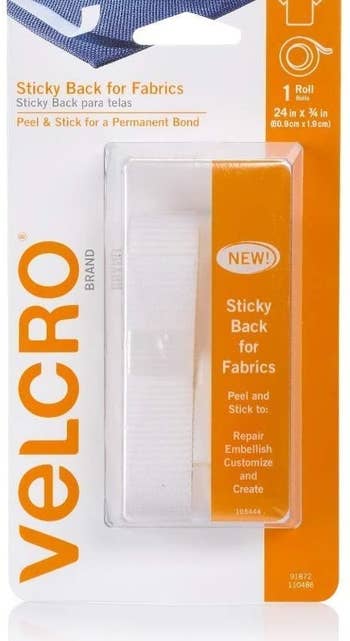 The packaged white Velcro strips 