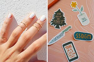 Midi rings and My Favorite Murder stickers