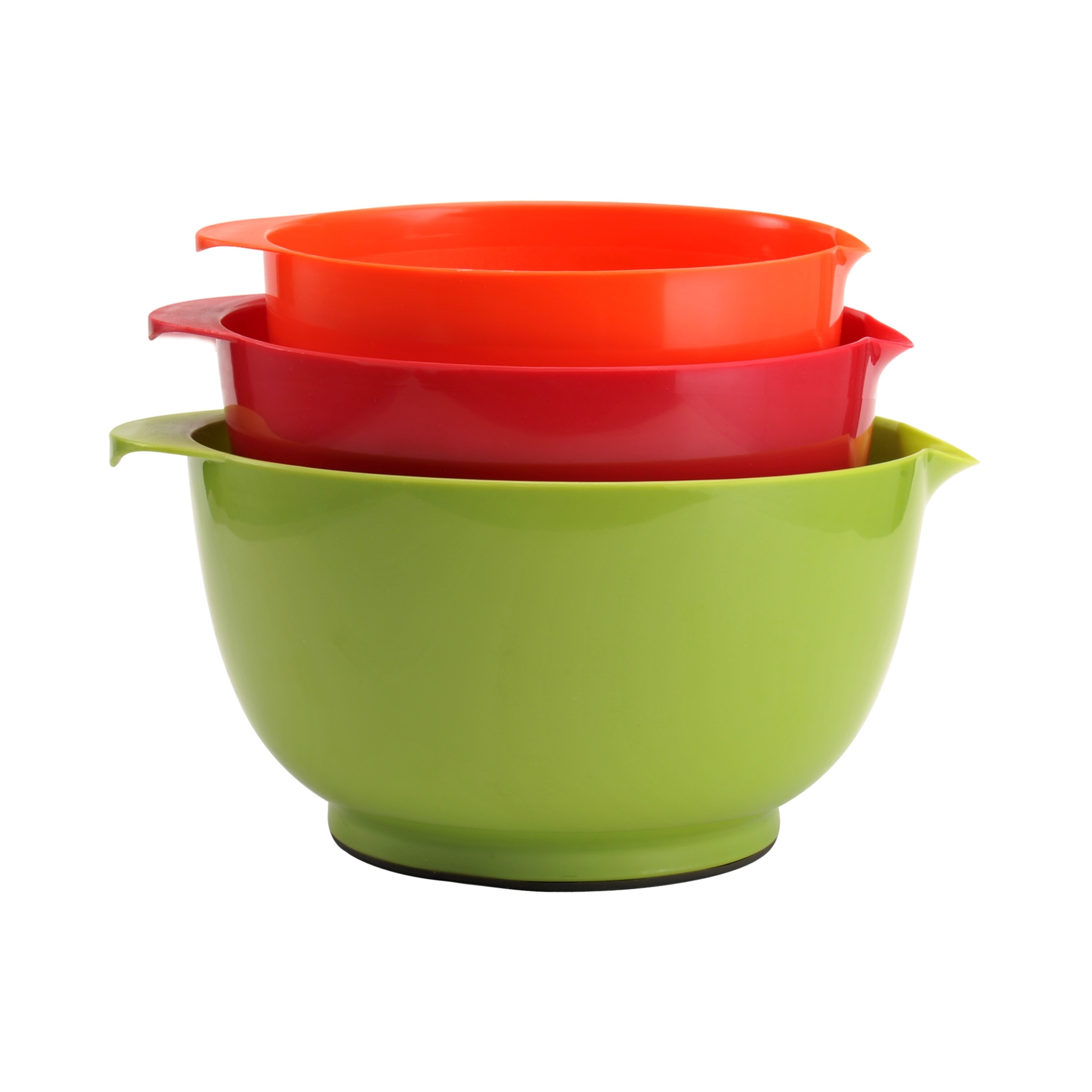 The green, red, and orange nesting bowls