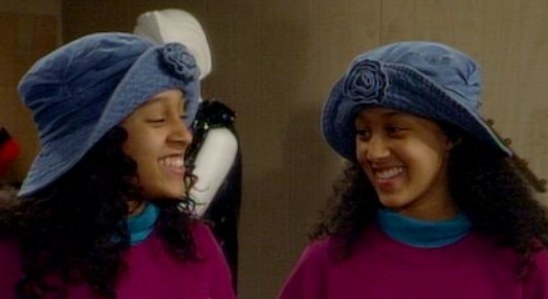 Tia and Tamera Mowry wear matching outfits in Sister, Sister