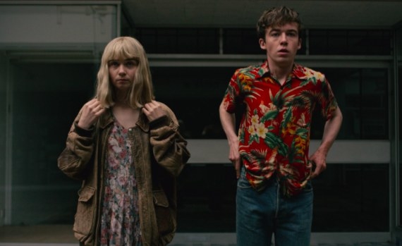 Jessica Barden as Alyssa and Alex Lawther as James in The End of the F***ing World 