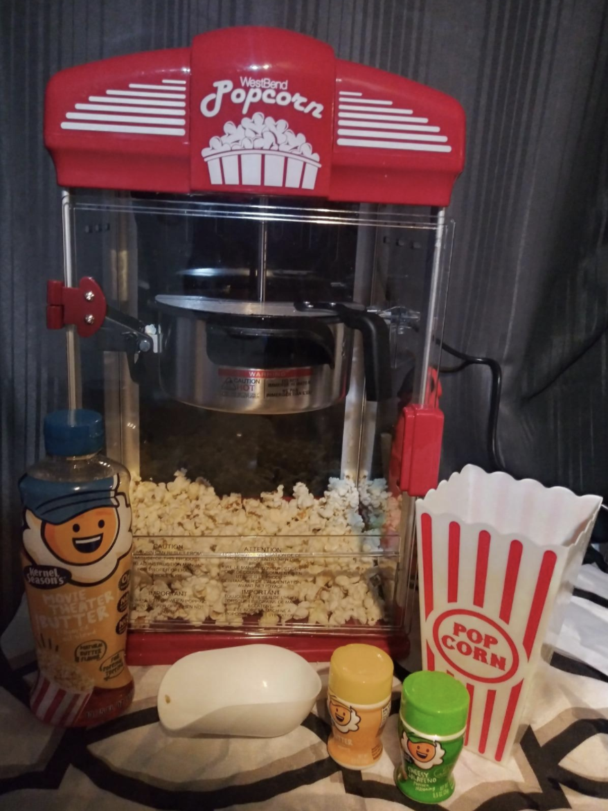 A reviewer photo of the popcorn machine 