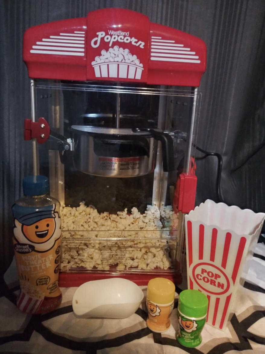 A reviewer photo of the popcorn machine 