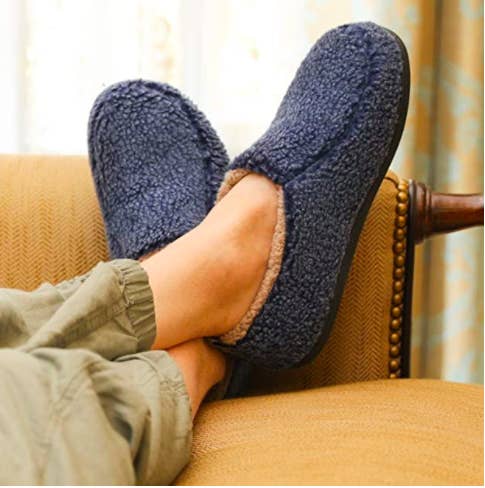 the slippers in navy