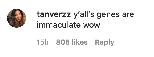 Comment saying, &quot;Y&#x27;all&#x27;s genes are immaculate&quot;