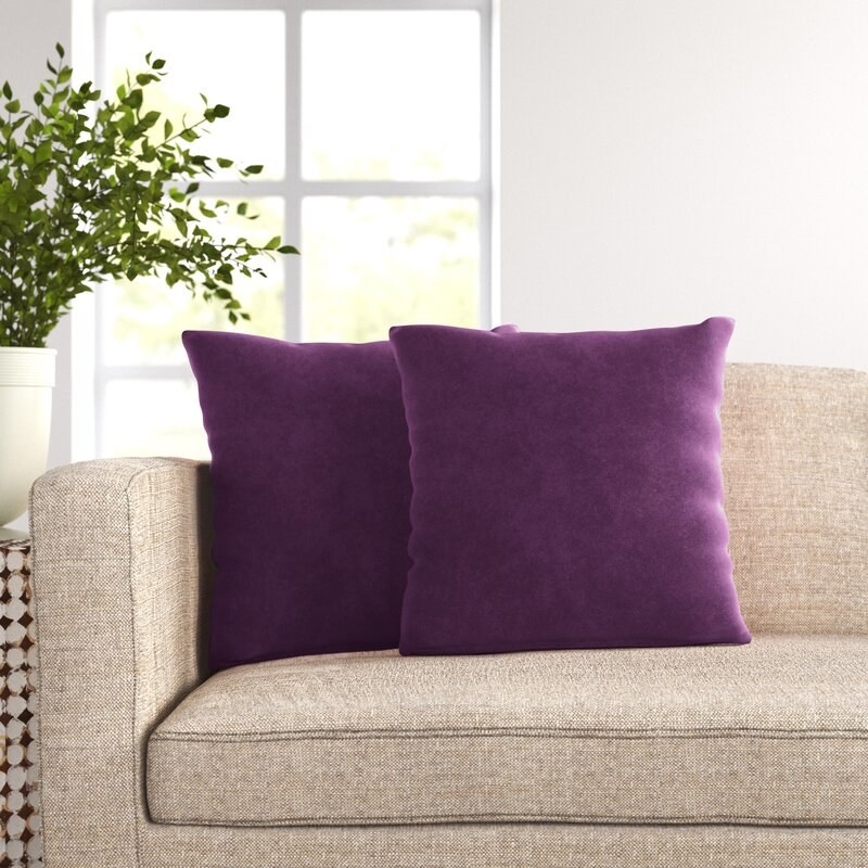 The purple pillow covers 