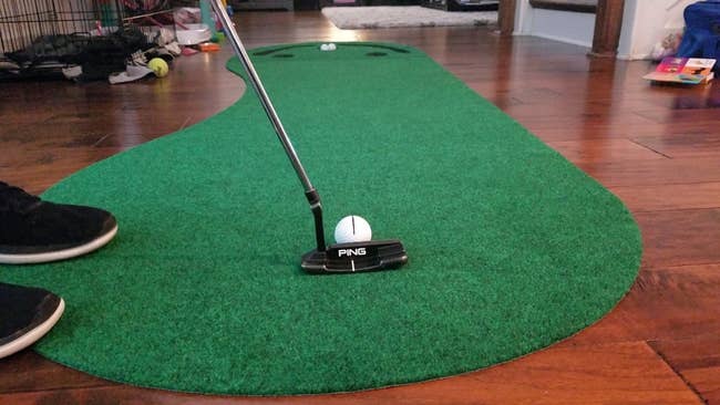 putting green in living room 