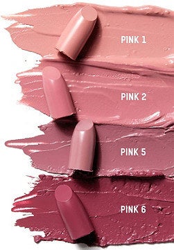 four different pink lipsticks