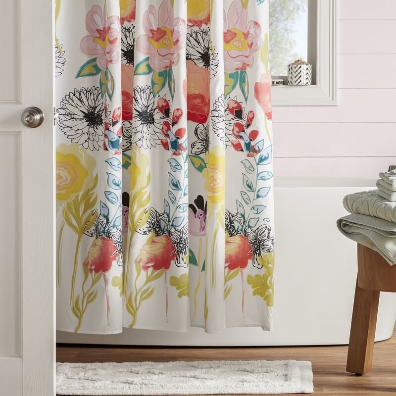 The floral shower curtain 