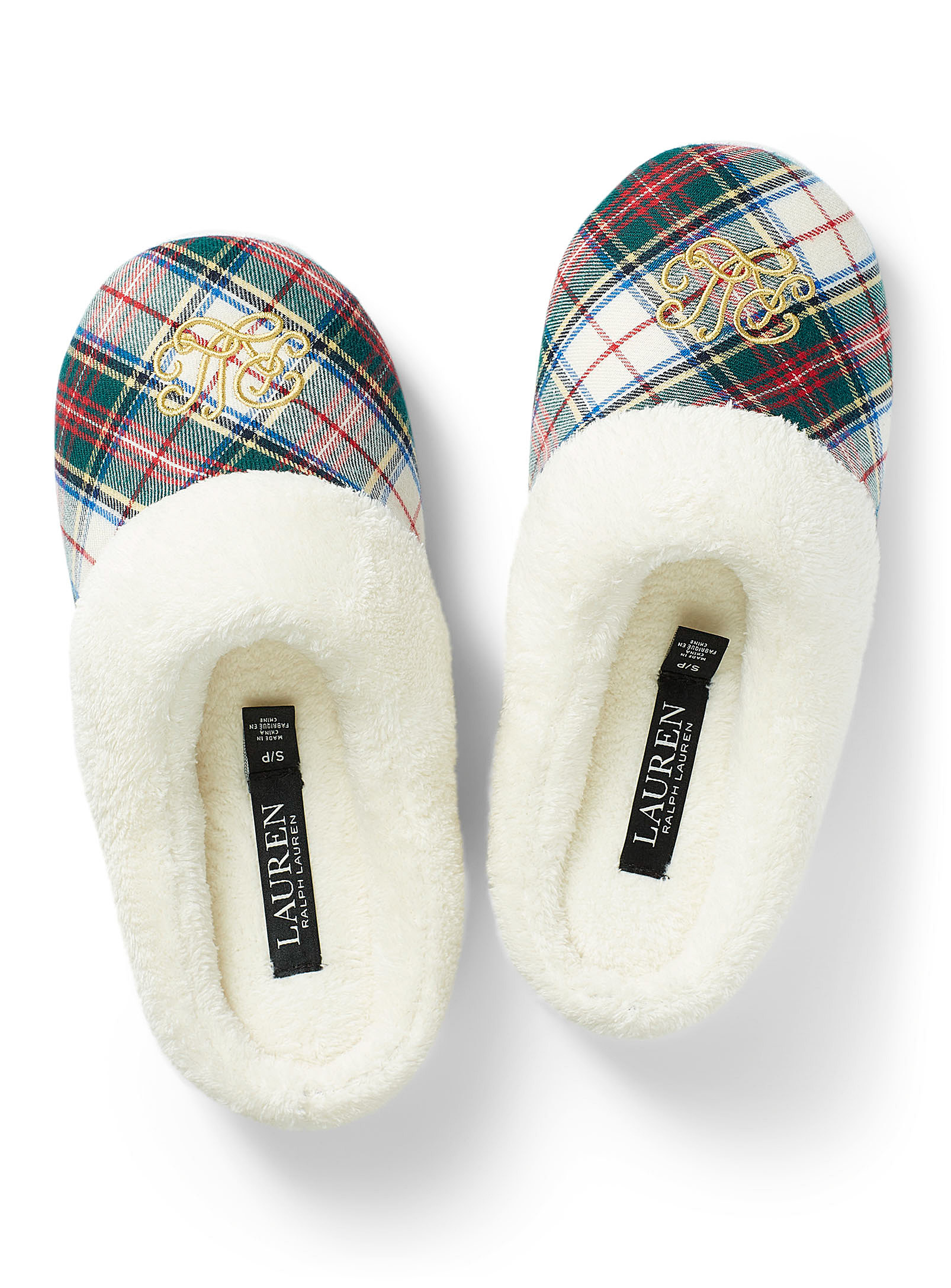 A pair of faux fur lined slippers