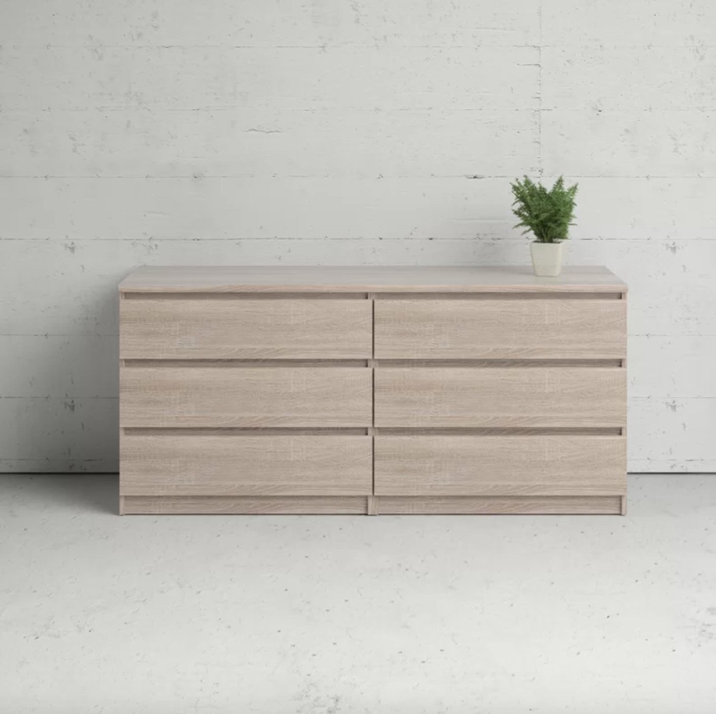 The six-drawer double dresser in truffle