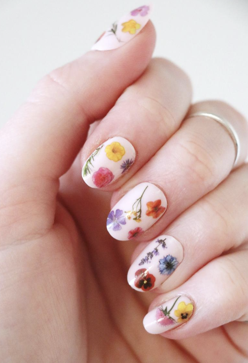 Color flower nail tattoos