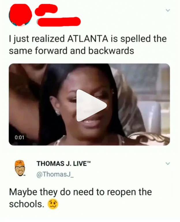 someone who says i just realized atlanta is spelled the same forward and backward