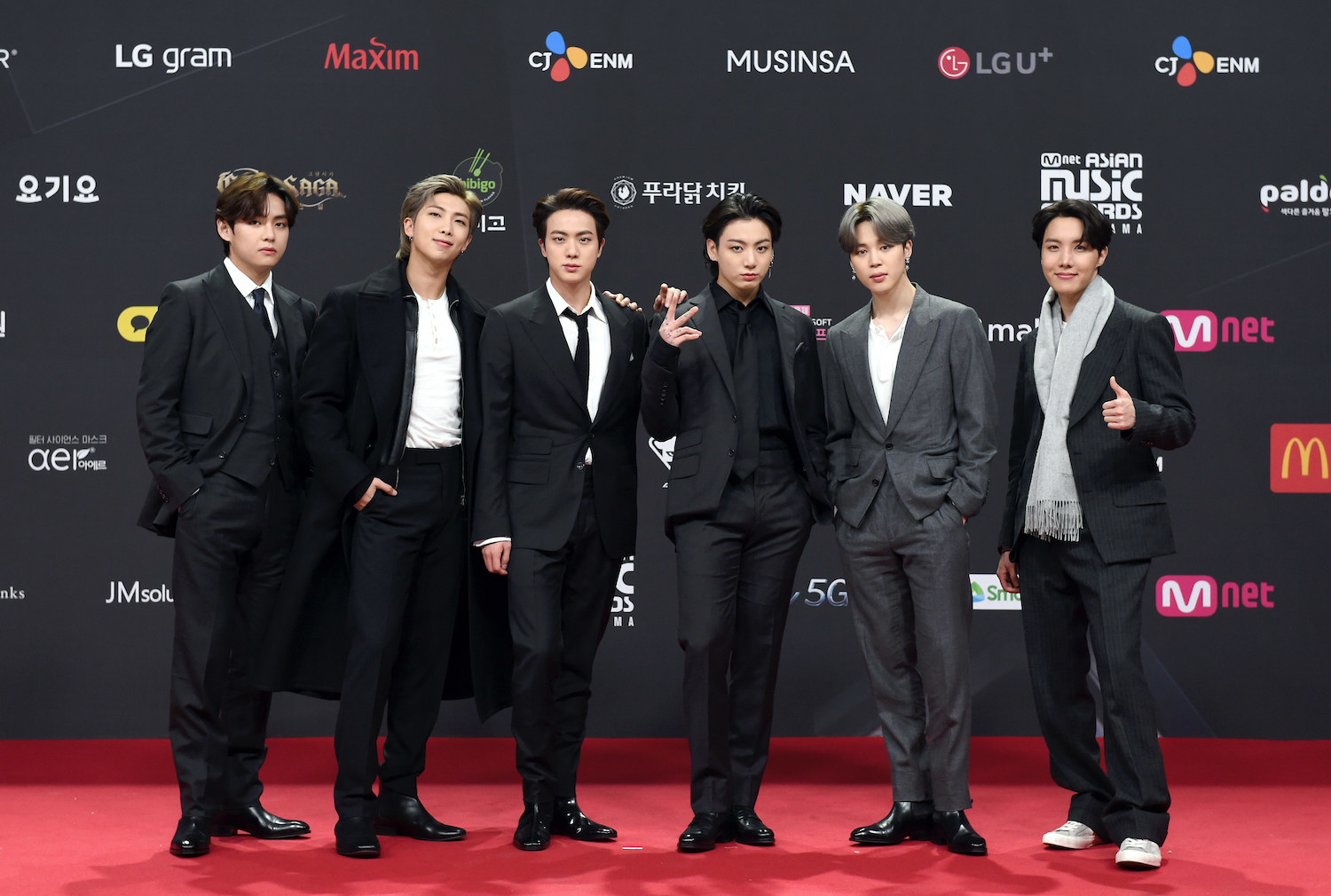 BTS, wearing suits, attends the 2020 Mnet Asian Music Awards