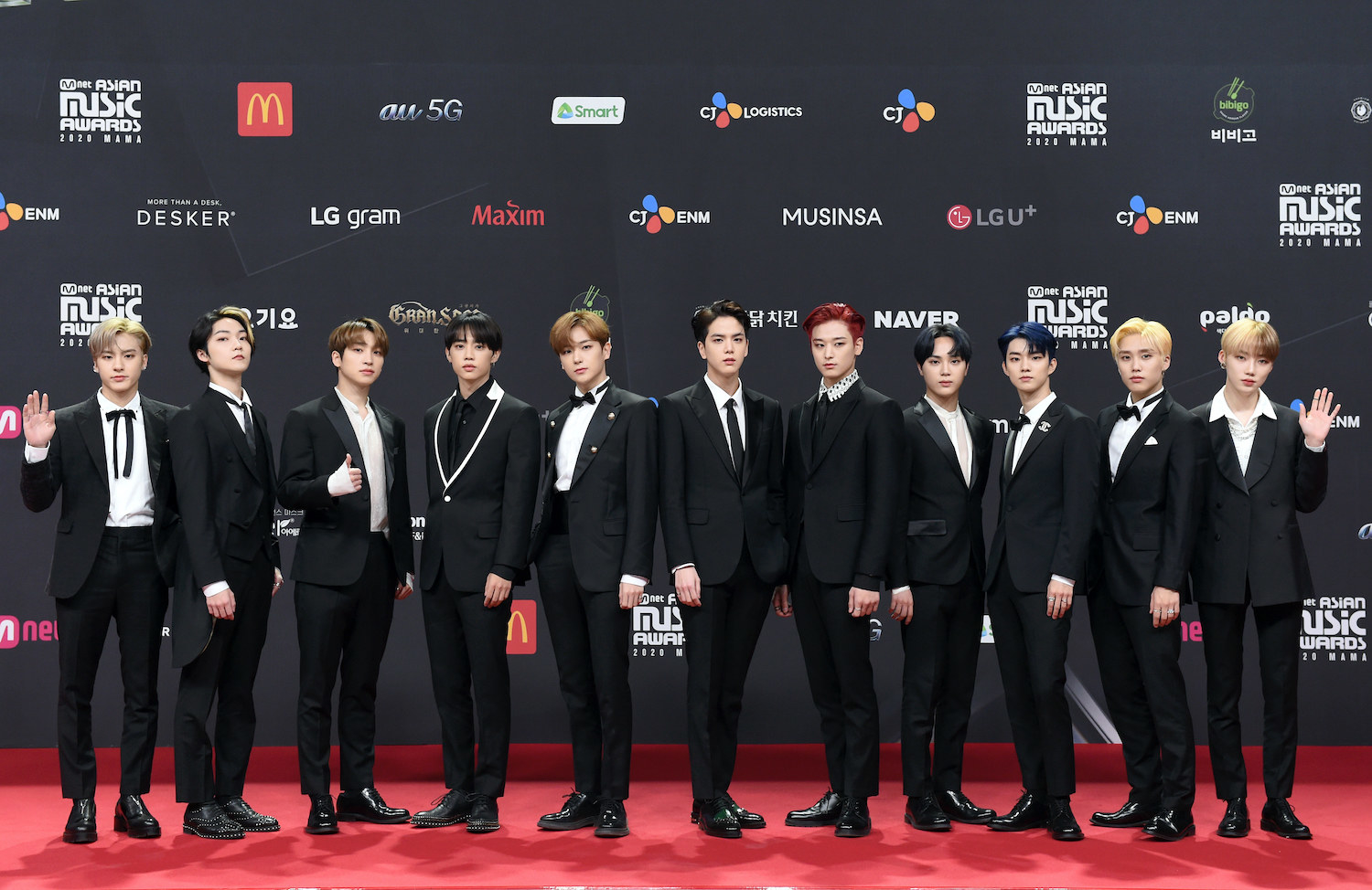 The Boys, wearing suits, attend the 2020 Mnet Asian Music Awards
