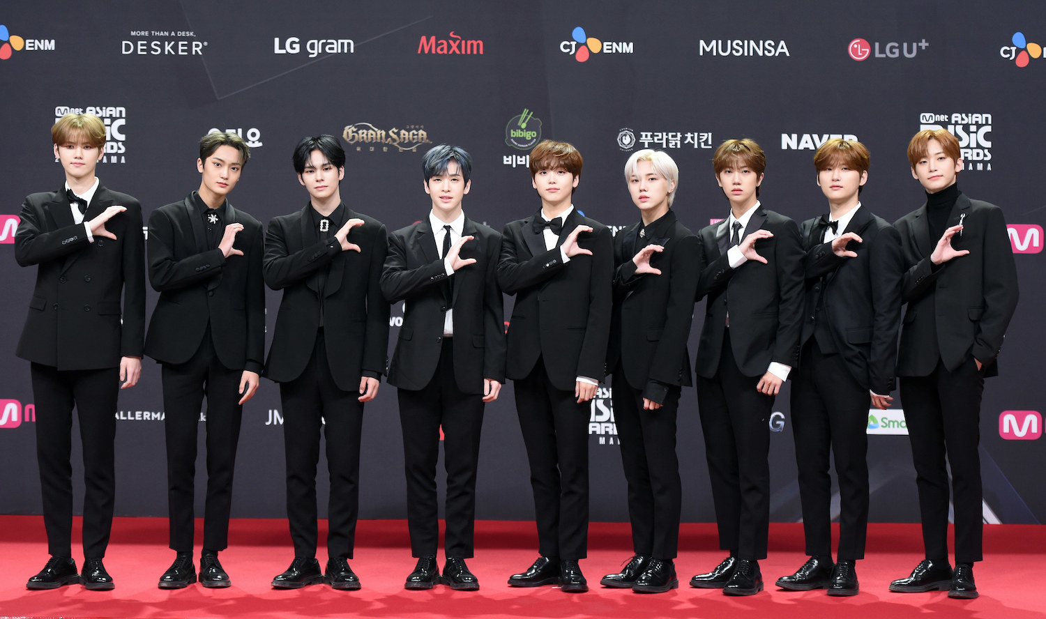 Cravity, wearing suits, attends the 2020 Mnet Asian Music Awards