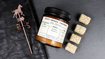 full-grain leather scented candle